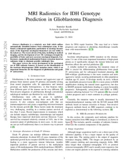 MRI Radiomics for IDH Genotype Prediction in Glioblastoma Diagnosis