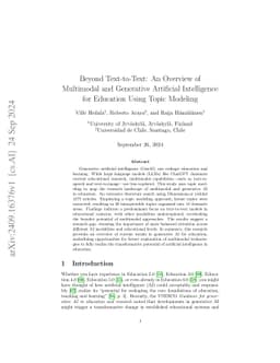 Beyond Text-to-Text: An Overview of Multimodal and Generative Artificial Intelligence for Education Using Topic Modeling