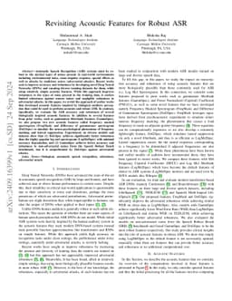 Revisiting Acoustic Features for Robust ASR