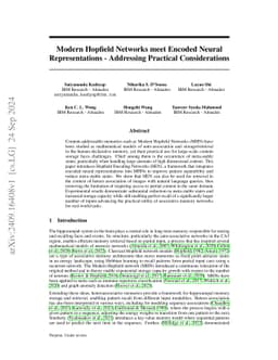 Modern Hopfield Networks meet Encoded Neural Representations --
  Addressing Practical Considerations