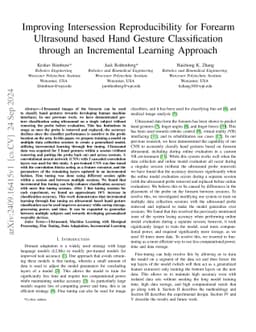 Improving Intersession Reproducibility for Forearm Ultrasound based Hand
  Gesture Classification through an Incremental Learning Approach
