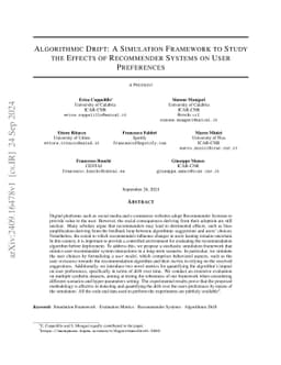 Algorithmic Drift: A Simulation Framework to Study the Effects of
  Recommender Systems on User Preferences