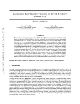Exploring Knowledge Tracing in Tutor-Student Dialogues