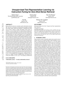 Unsupervised Text Representation Learning via Instruction-Tuning for
  Zero-Shot Dense Retrieval