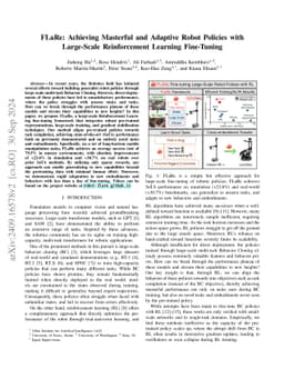 FLaRe: Achieving Masterful and Adaptive Robot Policies with Large-Scale
  Reinforcement Learning Fine-Tuning