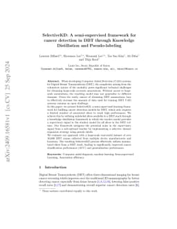 SelectiveKD: A semi-supervised framework for cancer detection in DBT
  through Knowledge Distillation and Pseudo-labeling