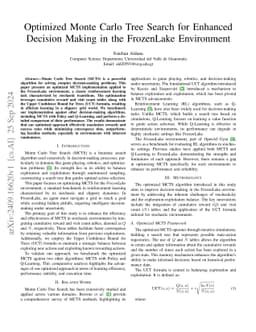 Optimized Monte Carlo Tree Search for Enhanced Decision Making in the
  FrozenLake Environment