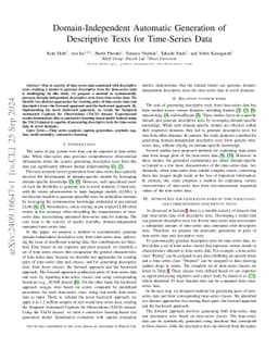 Domain-Independent Automatic Generation of Descriptive Texts for
  Time-Series Data