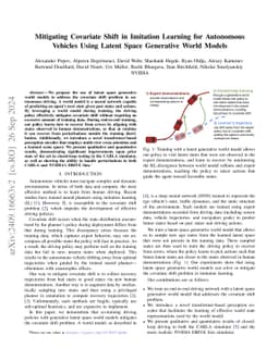 Mitigating Covariate Shift in Imitation Learning for Autonomous Vehicles Using Latent Space Generative World Models