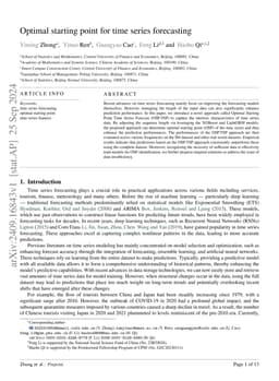 Optimal starting point for time series forecasting