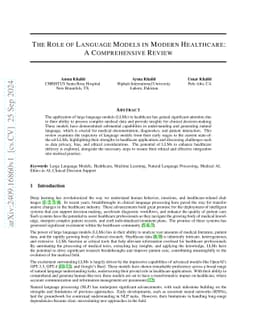 The Role of Language Models in Modern Healthcare: A Comprehensive Review