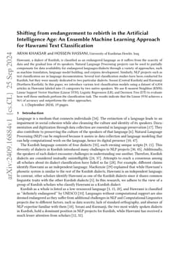 Shifting from endangerment to rebirth in the Artificial Intelligence
  Age: An Ensemble Machine Learning Approach for Hawrami Text Classification