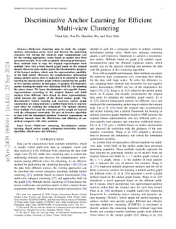 Discriminative Anchor Learning for Efficient Multi-view Clustering