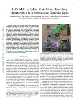 Let's Make a Splan: Risk-Aware Trajectory Optimization in a Normalized Gaussian Splat