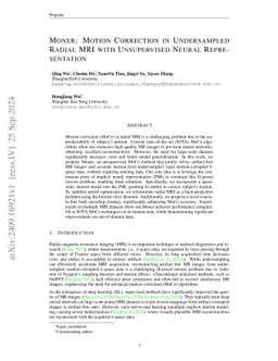 Moner: Motion Correction in Undersampled Radial MRI with Unsupervised Neural Representation