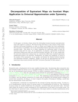 Decomposition of Equivariant Maps via Invariant Maps: Application to
  Universal Approximation under Symmetry