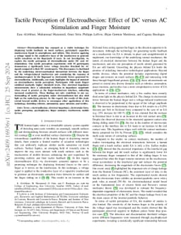 Tactile Perception of Electroadhesion: Effect of DC versus AC
  Stimulation and Finger Moisture