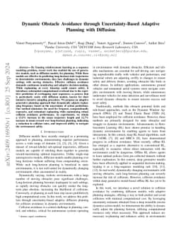 Dynamic Obstacle Avoidance through Uncertainty-Based Adaptive Planning
  with Diffusion