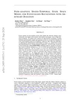 Path-adaptive Spatio-Temporal State Space Model for Event-based
  Recognition with Arbitrary Duration