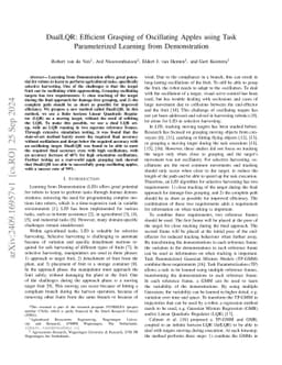 DualLQR: Efficient Grasping of Oscillating Apples using Task Parameterized Learning from Demonstration