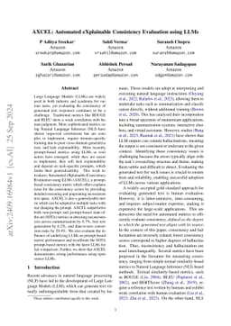 AXCEL: Automated eXplainable Consistency Evaluation using LLMs