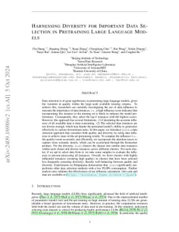 Harnessing Diversity for Important Data Selection in Pretraining Large
  Language Models