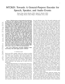 MT2KD: Towards A General-Purpose Encoder for Speech, Speaker, and Audio Events
