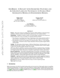 GeoBiked: A Dataset with Geometric Features and Automated Labeling
  Techniques to Enable Deep Generative Models in Engineering Design