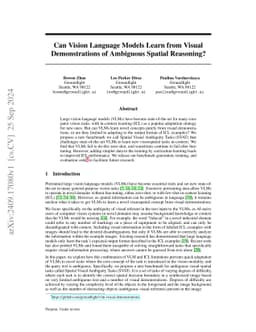 Can Vision Language Models Learn from Visual Demonstrations of Ambiguous
  Spatial Reasoning?