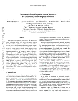 Parameter-efficient Bayesian Neural Networks for Uncertainty-aware Depth
  Estimation
