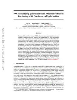 PACE: Marrying generalization in PArameter-efficient fine-tuning with Consistency rEgularization