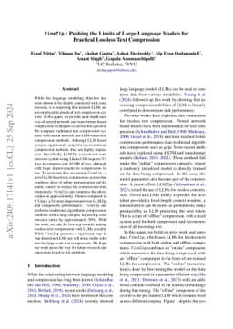 FineZip : Pushing the Limits of Large Language Models for Practical
  Lossless Text Compression