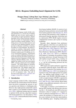REAL: Response Embedding-based Alignment for LLMs