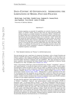 Data-Centric AI Governance: Addressing the Limitations of Model-Focused
  Policies