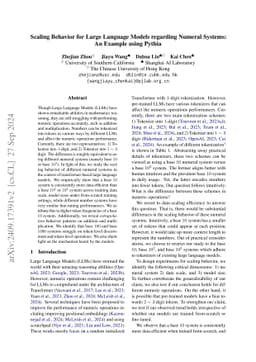Scaling Behavior for Large Language Models regarding Numeral Systems: An
  Example using Pythia