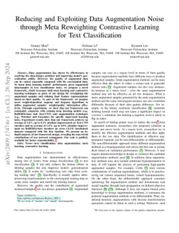 Reducing and Exploiting Data Augmentation Noise through Meta Reweighting
  Contrastive Learning for Text Classification