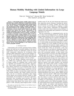 Human Mobility Modeling with Limited Information via Large Language
  Models