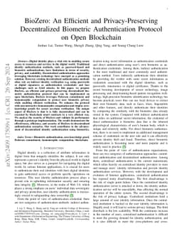 BioZero: An Efficient and Privacy-Preserving Decentralized Biometric
  Authentication Protocol on Open Blockchain