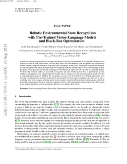 Robotic Environmental State Recognition with Pre-Trained Vision-Language
  Models and Black-Box Optimization