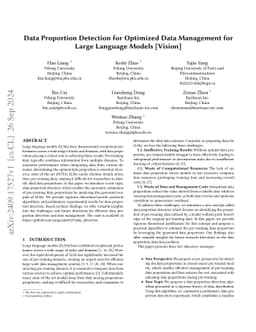 Data Proportion Detection for Optimized Data Management for Large
  Language Models