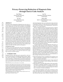 Privacy-Preserving Redaction of Diagnosis Data through Source Code
  Analysis