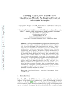 Showing Many Labels in Multi-label Classification Models: An Empirical
  Study of Adversarial Examples