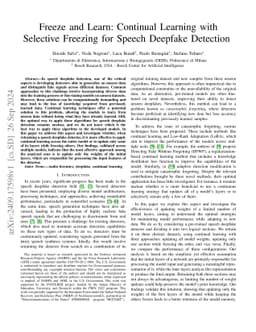 Freeze and Learn: Continual Learning with Selective Freezing for Speech
  Deepfake Detection
