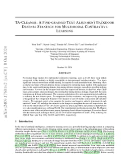TA-Cleaner: A Fine-grained Text Alignment Backdoor Defense Strategy for
  Multimodal Contrastive Learning