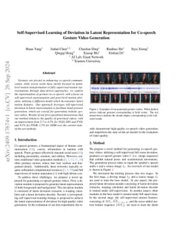 Self-Supervised Learning of Deviation in Latent Representation for
  Co-speech Gesture Video Generation
