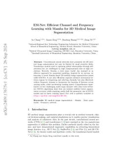 EM-Net: Efficient Channel and Frequency Learning with Mamba for 3D
  Medical Image Segmentation