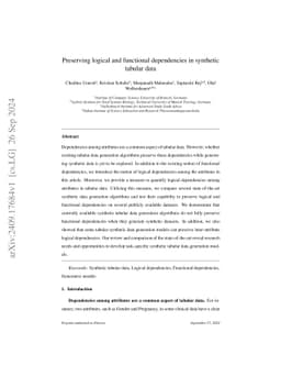 Preserving logical and functional dependencies in synthetic tabular data
