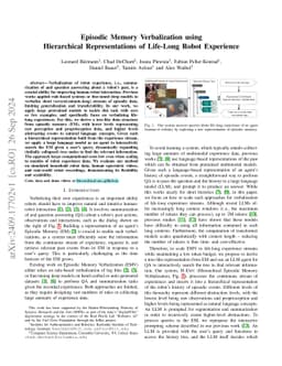Episodic Memory Verbalization using Hierarchical Representations of
  Life-Long Robot Experience