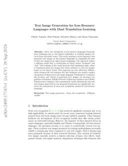 Text Image Generation for Low-Resource Languages with Dual Translation
  Learning