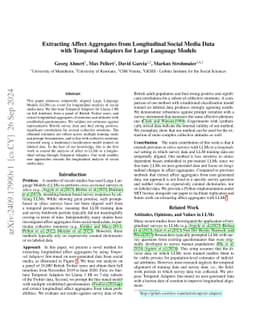 Extracting Affect Aggregates from Longitudinal Social Media Data with Temporal Adapters for Large Language Models